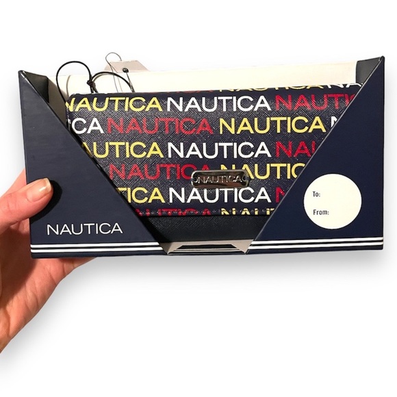 Nautica Navy White Red Yellow Money Manager Wallet - Picture 1 of 7